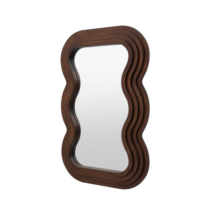 Hasker Brown Wooden Mirror with Wavy Edge ( Due In 30/10/24 )