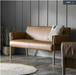 Vermont 2-Seater Brown Leather Sofa with Wooden Legs