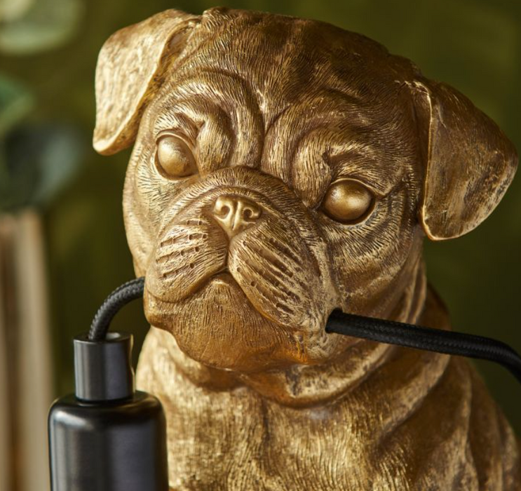 Quirky Vintage Gold Resin Table Lamp – Dog Design & E14 Holder ( Due Back In 30/01/25 )