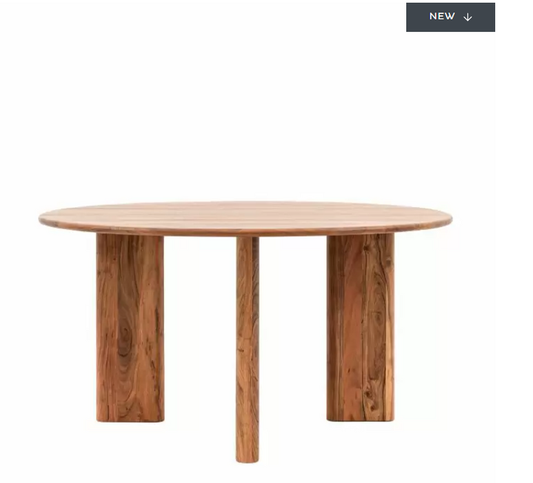 Priory Round Dining Table, Natural Acadia Wood