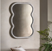 Como Curved White Wavy Edge Leaner Mirror