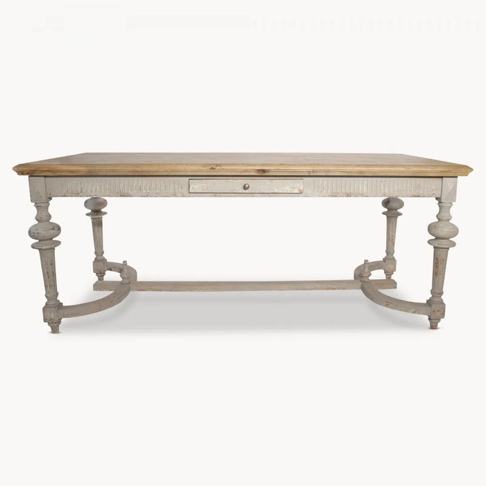 Hudson Dining Table, Grey Oak, French, Ball Leg 