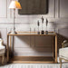 Hudson Console Table, Oak, Brass, Antiqued, Mirror Top