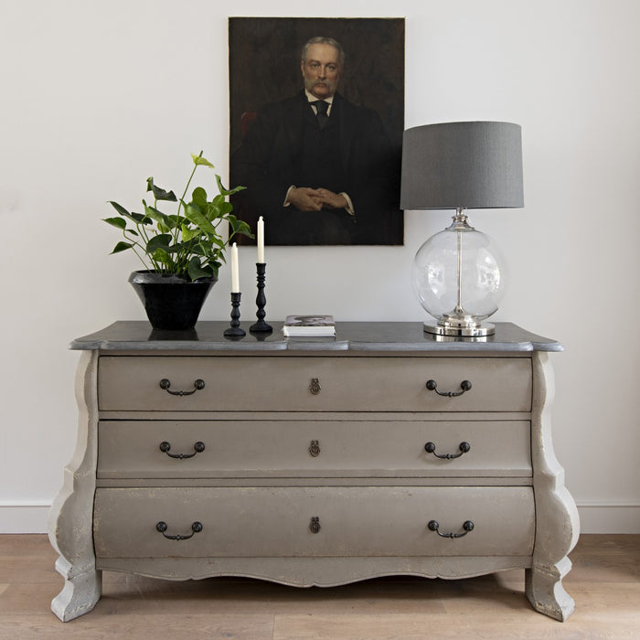 Hudson Three Chest Drawer, White Douglas Fir, Commode, Stone Top