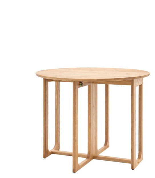 Lucca Round Folding Dining Table, Natural Oak