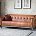 Verona 3-Seater Tan Leather Button Sofa