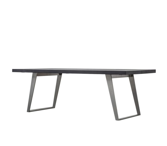 Harrow Rectangle Dining Table, Black Acadia Wood, Brushed Silver - Small