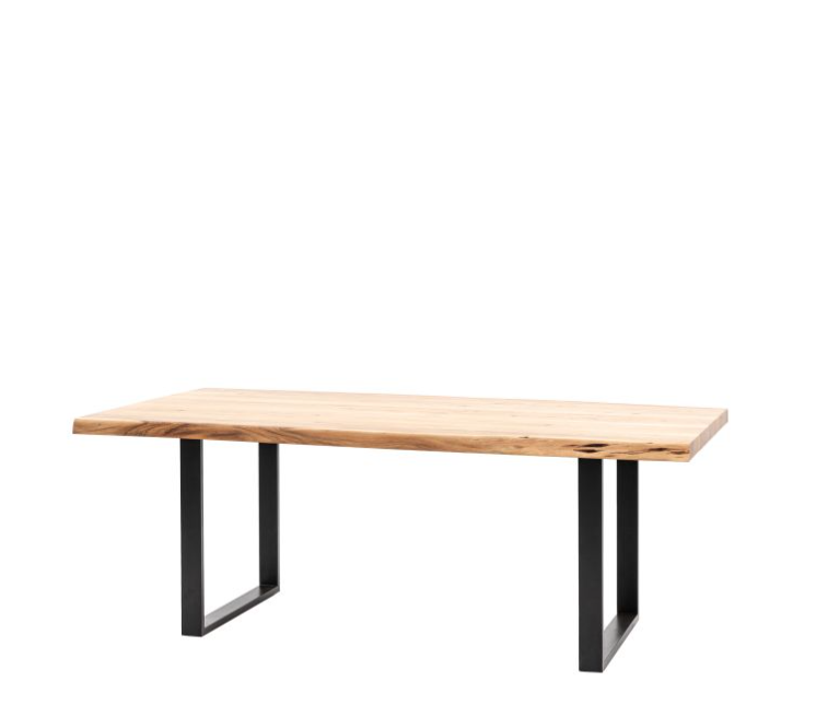 Boston Rectangle Dining Table, Black Metal & Natural Wood - Medium