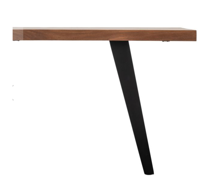 Perugia Dining Table, Natural Acadia Wood, Black Metal - Large