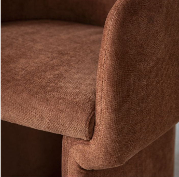 Finsbury Curved Tub Dining Chair in Rust Red Fabric ( Due Back In 02/03/25 )