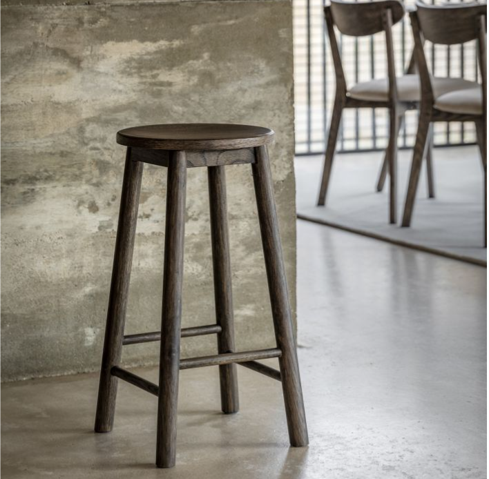 Hatfield Traditional Smoked Oak Wooden Bar Stool