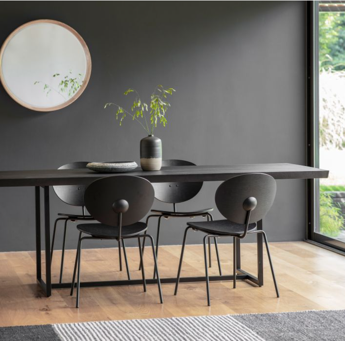 Boden Rectangle Dining Table, Black Oak Top & Black Legs