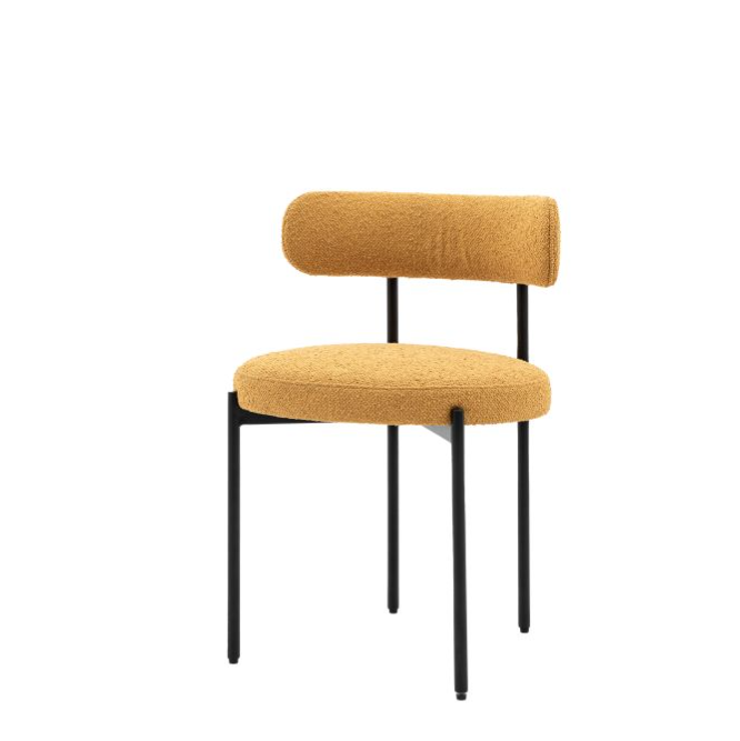 Elegant Ochre Fabric Dining Chairs (Set of Two)