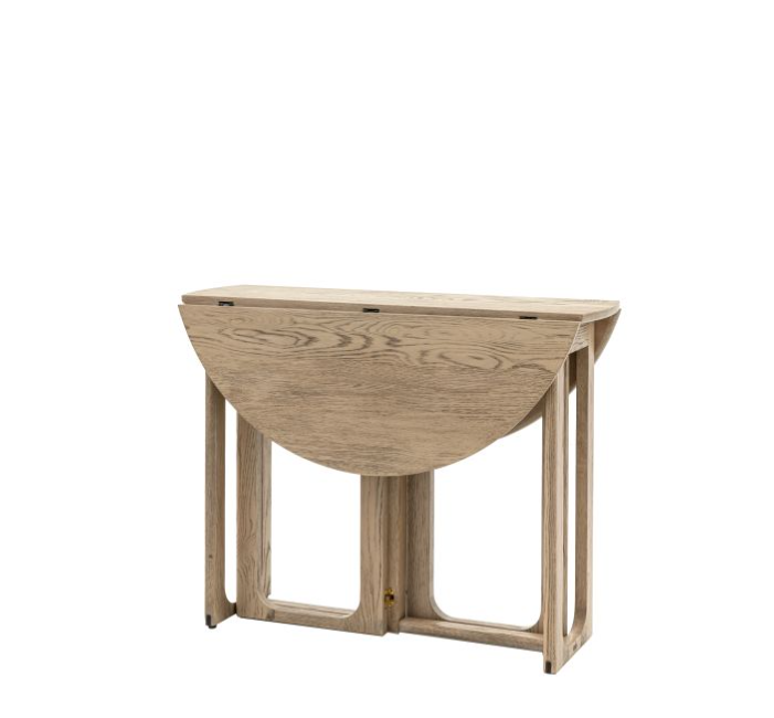 Lucca Round Dining Table, Smoked Oak, Folding