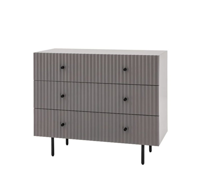 Weston Modern Grey Scalloped 3 Drawer Chest