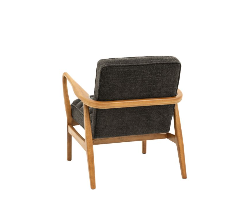 Charcoal Boucle Upholstered Armchair with Curved Wooden Frame ( Due In 08/12/24 )