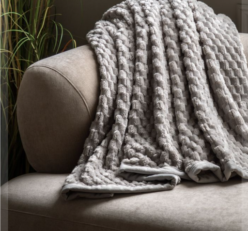 Jacquard Velvet Knitted Grey Throw