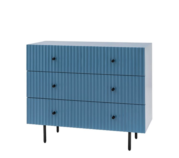 Weston Contemporary Blue Scalloped 3 Drawer Chest