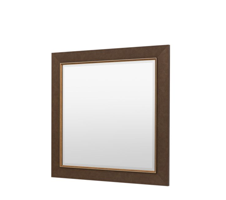 Contemporary Bronze Wooden Square Wall Mirror