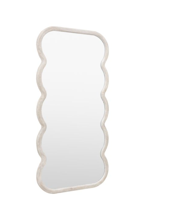 Como Curved White Wavy Edge Leaner Mirror - Large