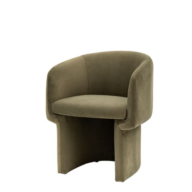 Finsbury Curved Tub Dining Chair in Moss Green Fabric