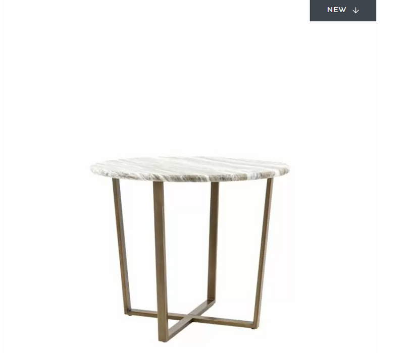 Burlington Round Dining Table, Grey, White Marble & Bronzed Brass Metal