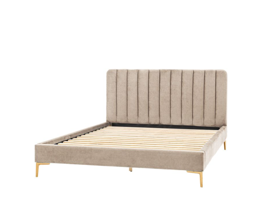 Aston Latte Panelled Velvet Double Bedstead ( Due Back In 10/11/2024 )