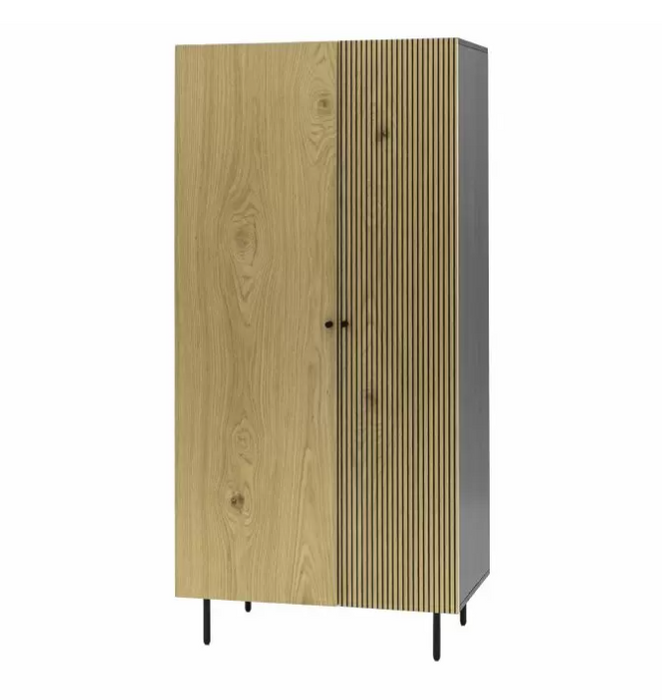 Marlow Modern 2 Door Wardrobe with Natural Oak Veneer Finish - Stylish Storage Solution