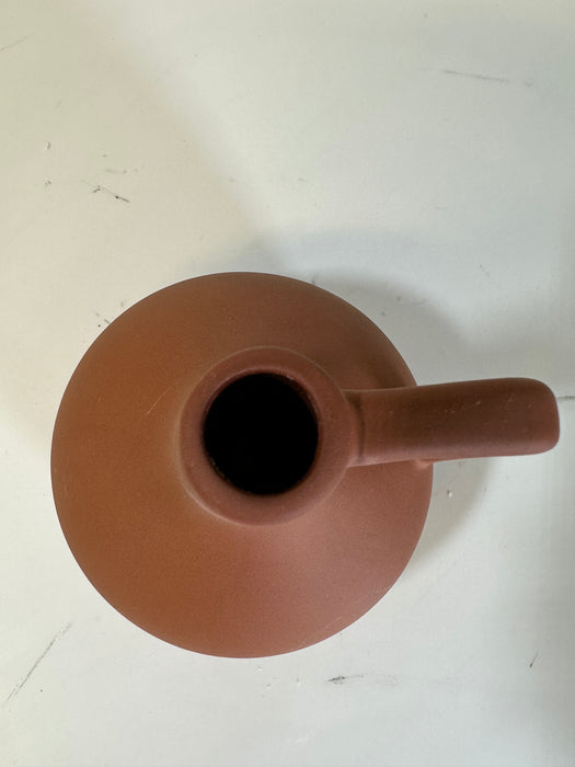 Terracotta Ceramic Vase, Handle, 15 x 12 cm