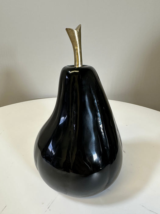 Decorative Black With Gold Glass Pear - 21 x 13 cm