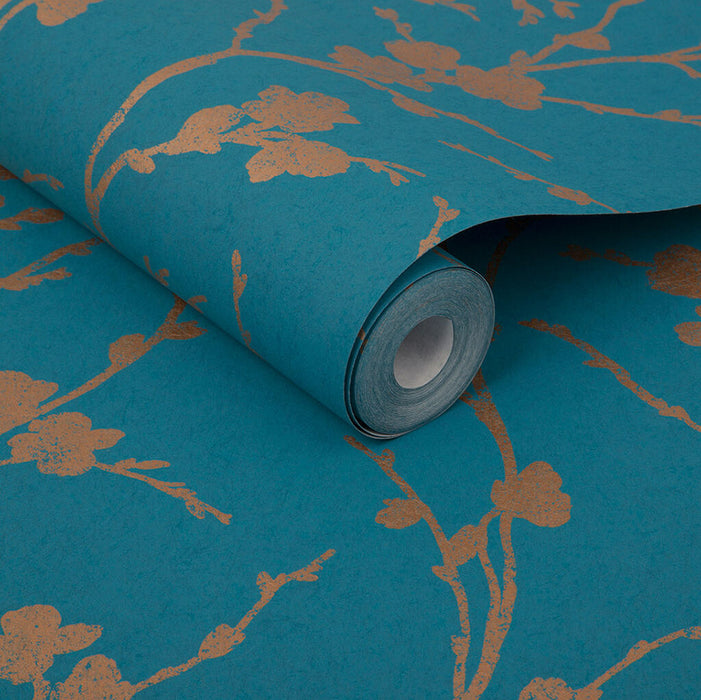 Graham & Brown Meiying Teal Wallpaper