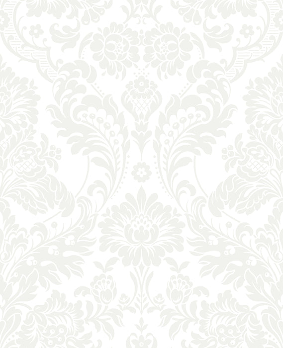 Graham & Brown Gothic Damask Flock White Wallpaper