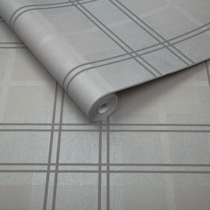 Graham & Brown Tartan Silver Wallpaper