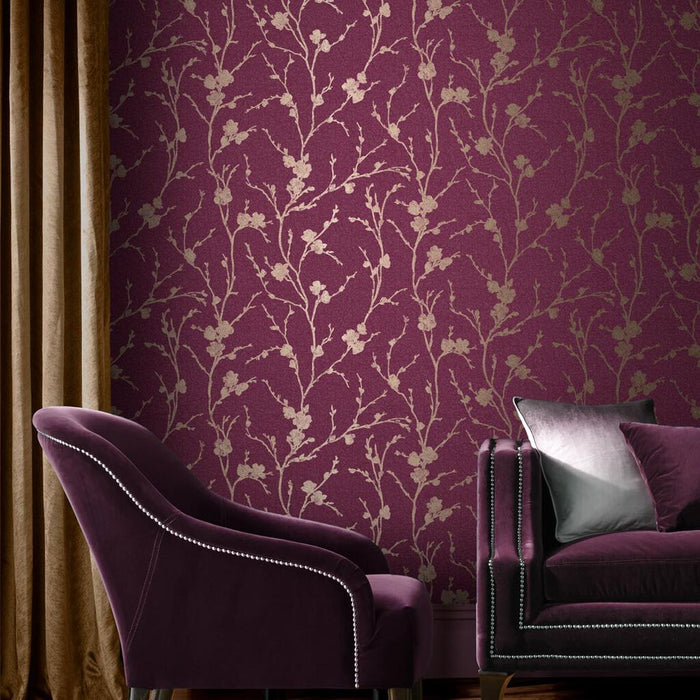 Graham & Brown Meiying Mauve Wallpaper