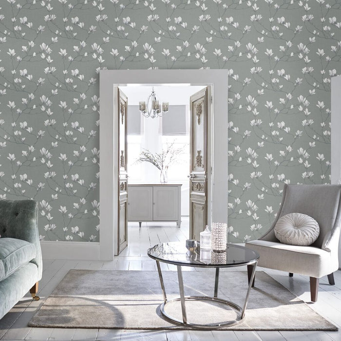 Laura Ashley Magnolia Grove Wallpaper - Slate