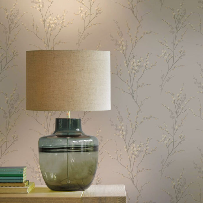 Laura Ashley Pussy Willow Wallpaper - Dove Grey