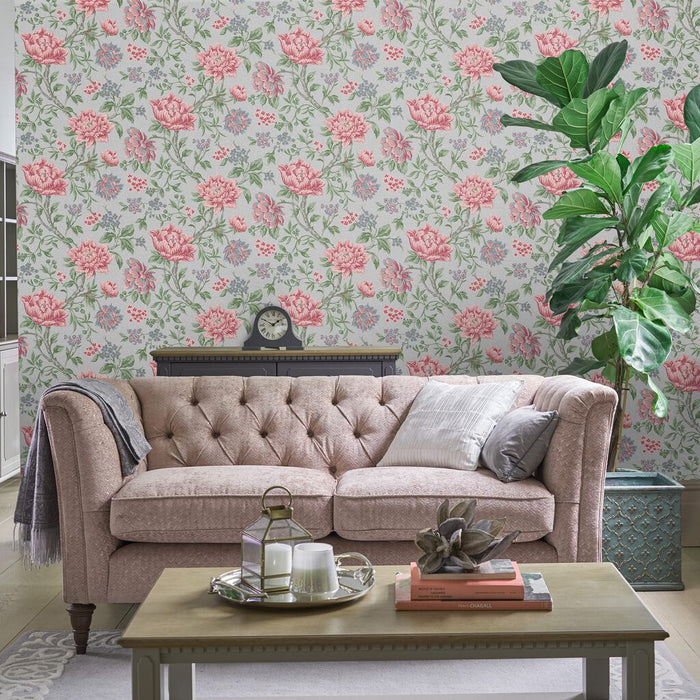 Laura Ashley Tapestry Floral Wallpaper - Slate Grey