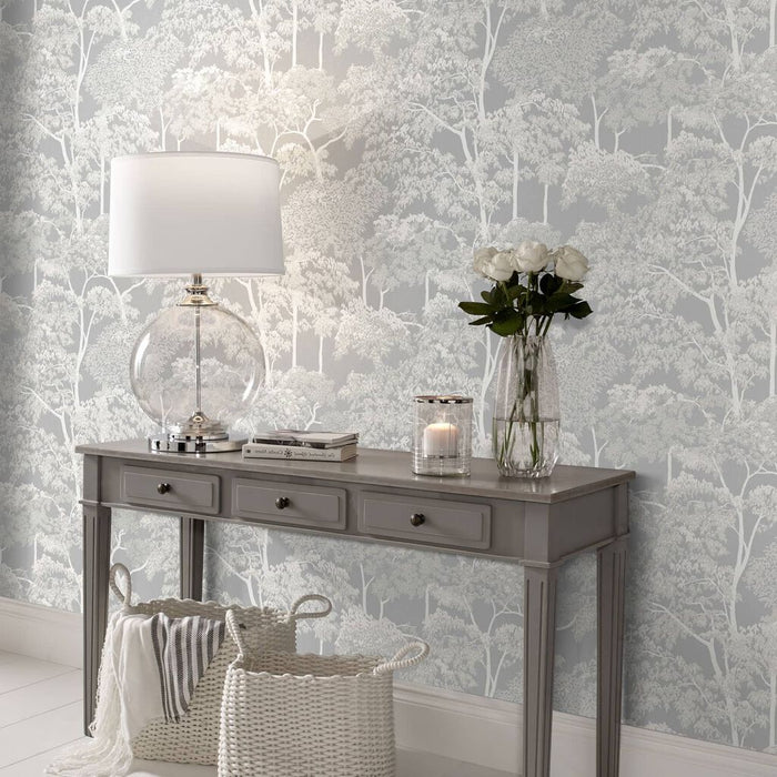 Graham & Brown Idyll Tree Grey Wallpaper