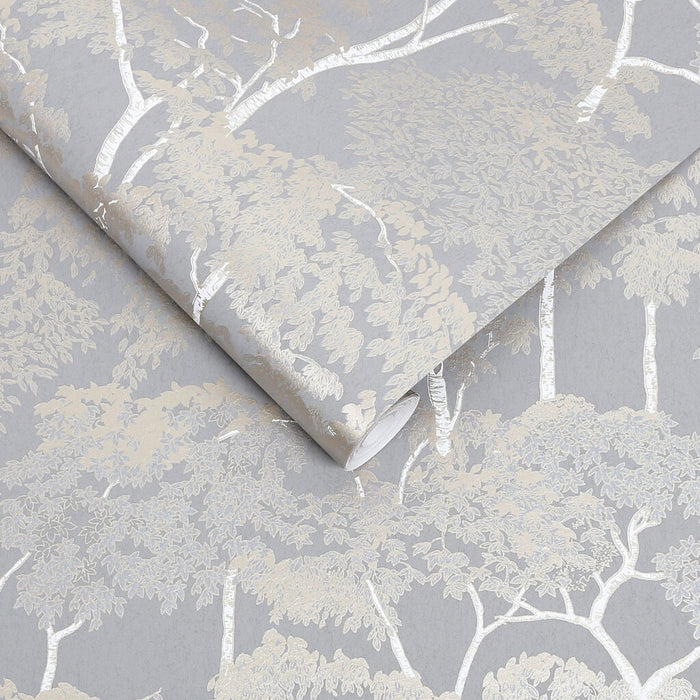 Graham & Brown Idyll Tree Grey Wallpaper