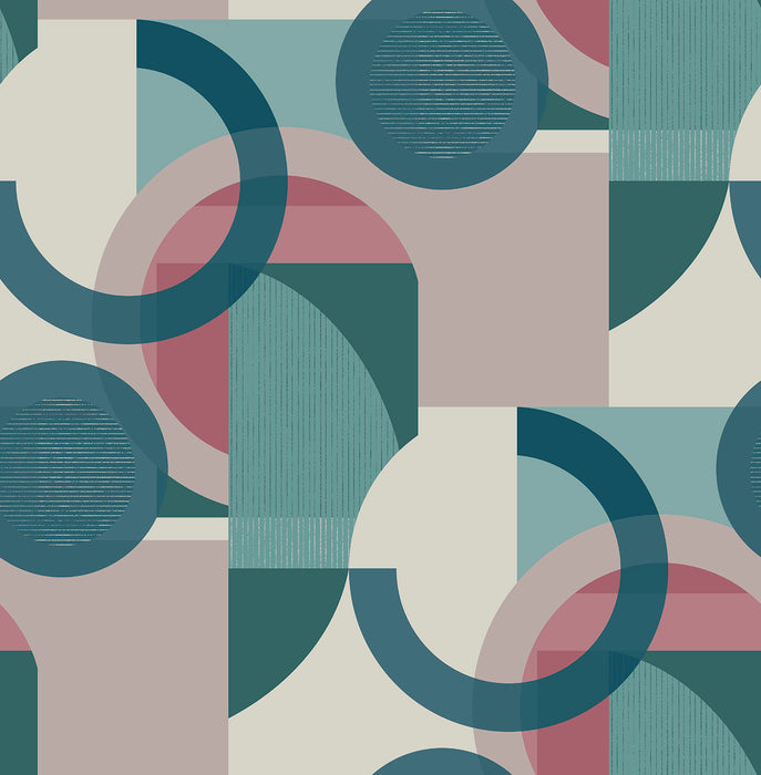 Next Wallpaper -  Retro Shapes Geo Teal