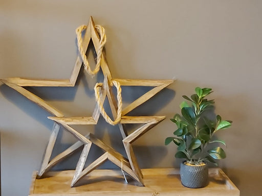 Set of 2 Rustic Wooden Stars With Ropes - Decor Interiors -  House & Home