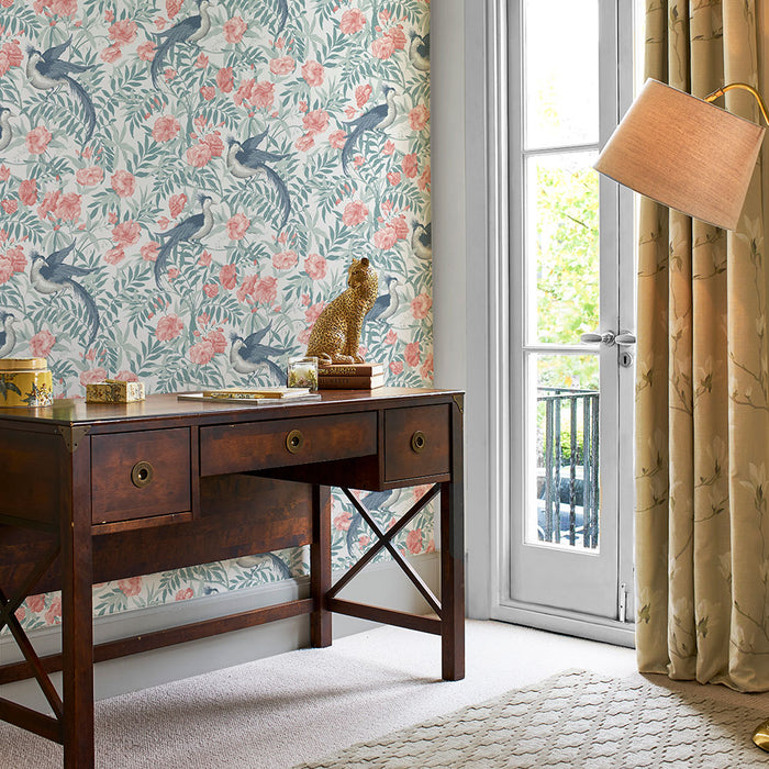 Laura Ashley Osterley Wallpaper - Rosewood