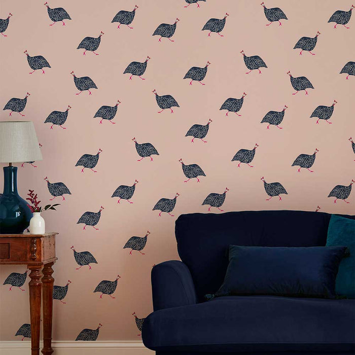 Wallpaper By Joules - Guinea Fowl Blush Pink