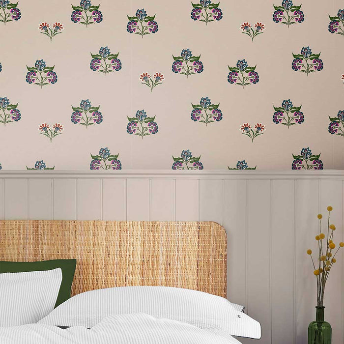 Wallpaper By Joules - Indienne Block Print Dawn Grey