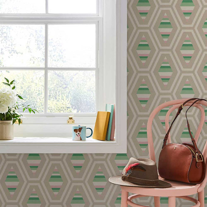 Wallpaper By Joules - Hallaton Kilim Green