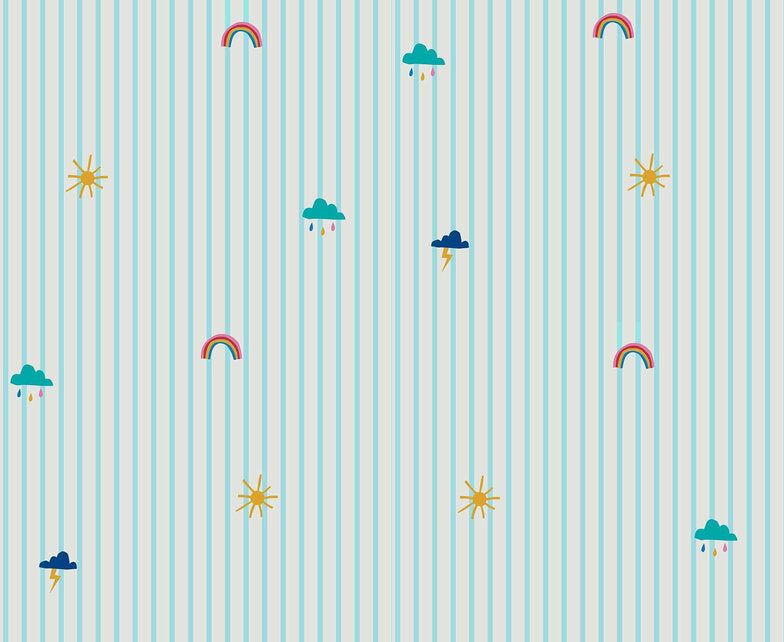 Wallpaper By Joules - Whatever The Weather Icons Haze Blue