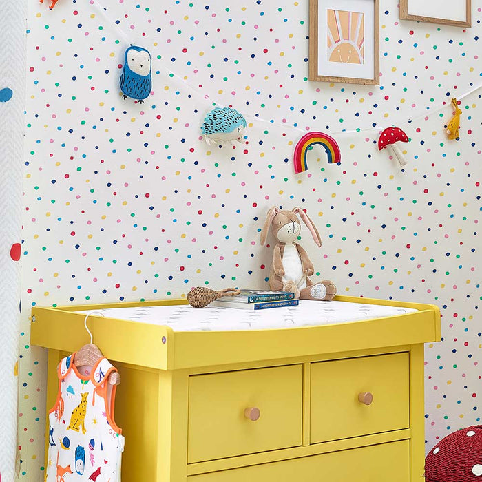 Wallpaper By Joules - Lynx Multi Spot White / rainbow