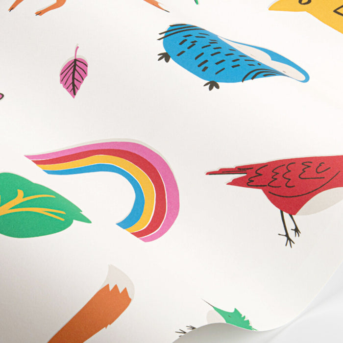 Wallpaper By Joules - Country Critters Heroes White / Rainbow