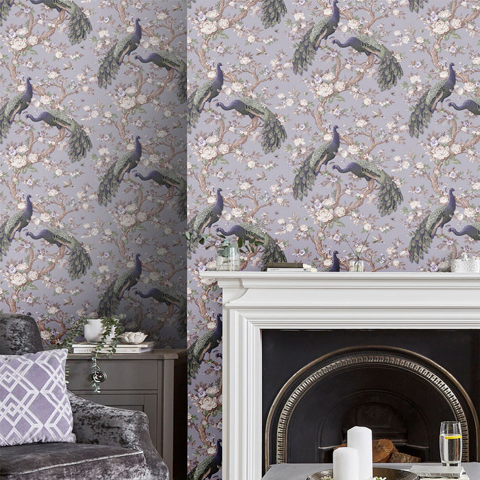 Laura Ashley Belvedere Wallpaper - Pale Iris