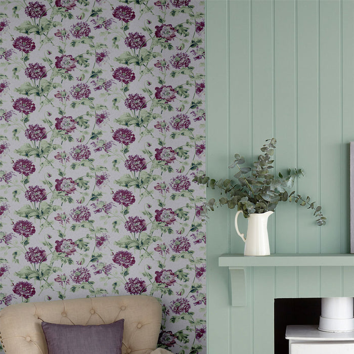 Laura Ashley Hepworth Wallpaper - Grape